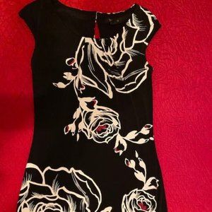 White House Black Market Red, White & Black Dress SMALL EUC